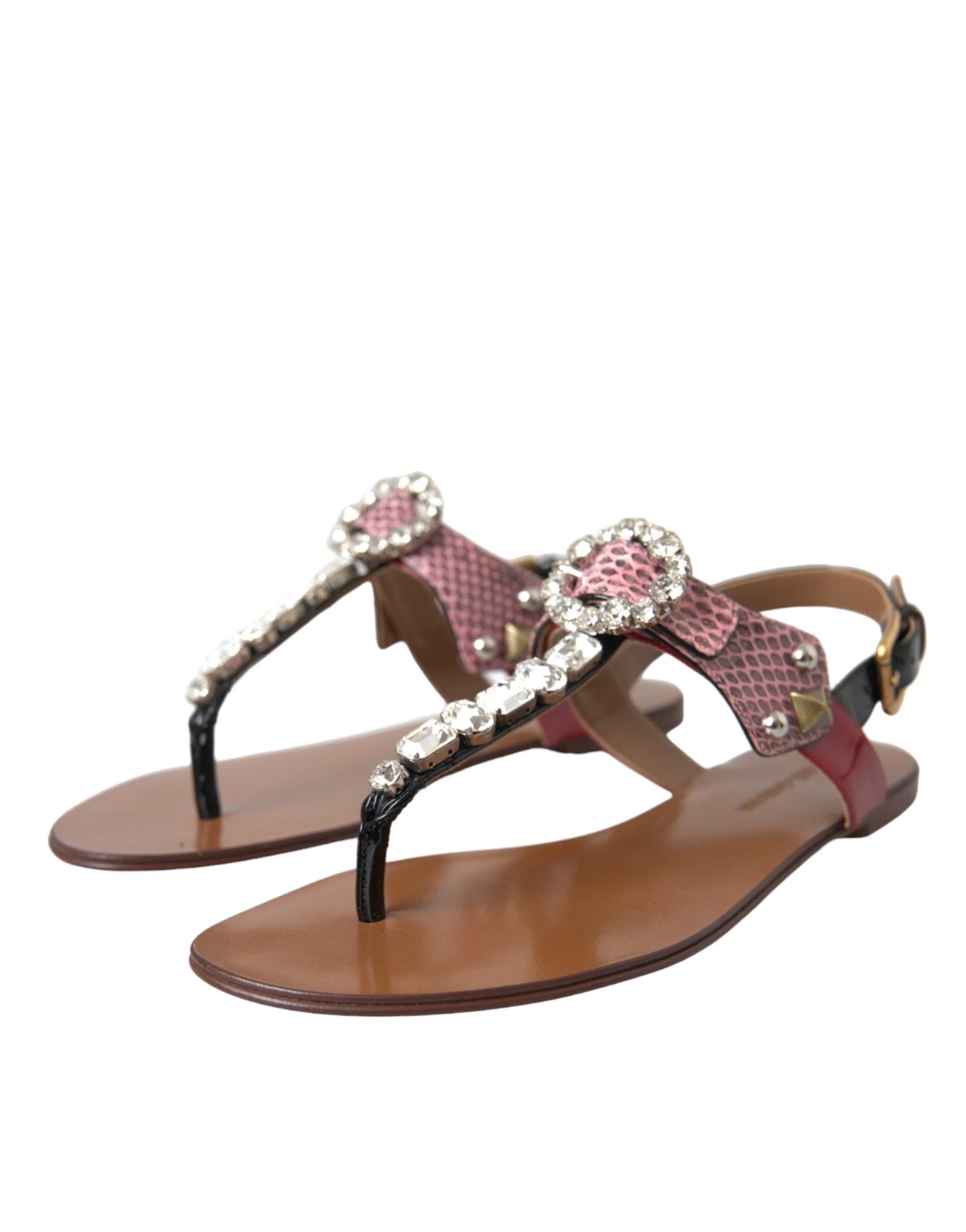 Dolce & Gabbana Multicolor Crystal Sandals Flip Flops Shoes - EU38/US7.5 - Sandals