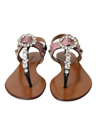 Dolce & Gabbana Multicolor Crystal Sandals Flip Flops Shoes - EU38/US7.5