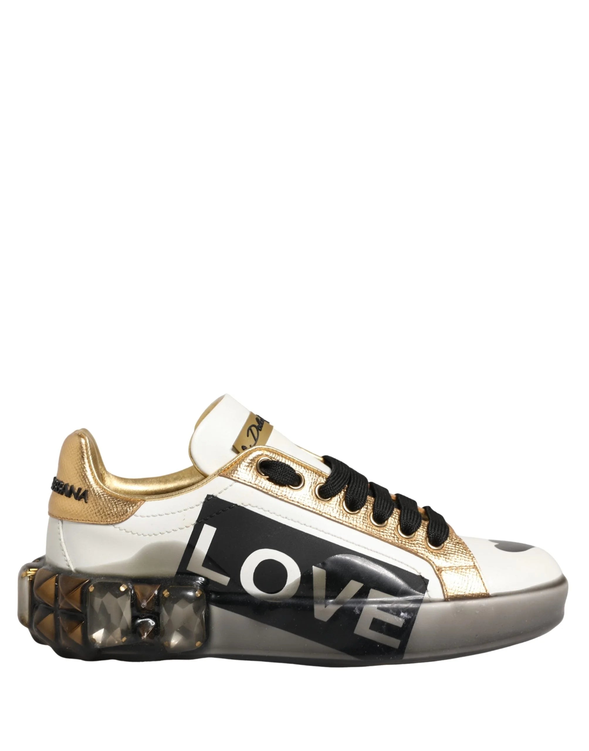 Dolce & Gabbana Multicolor Crystal StuddedLOVE Sneakers Shoes - EU35/US4.5