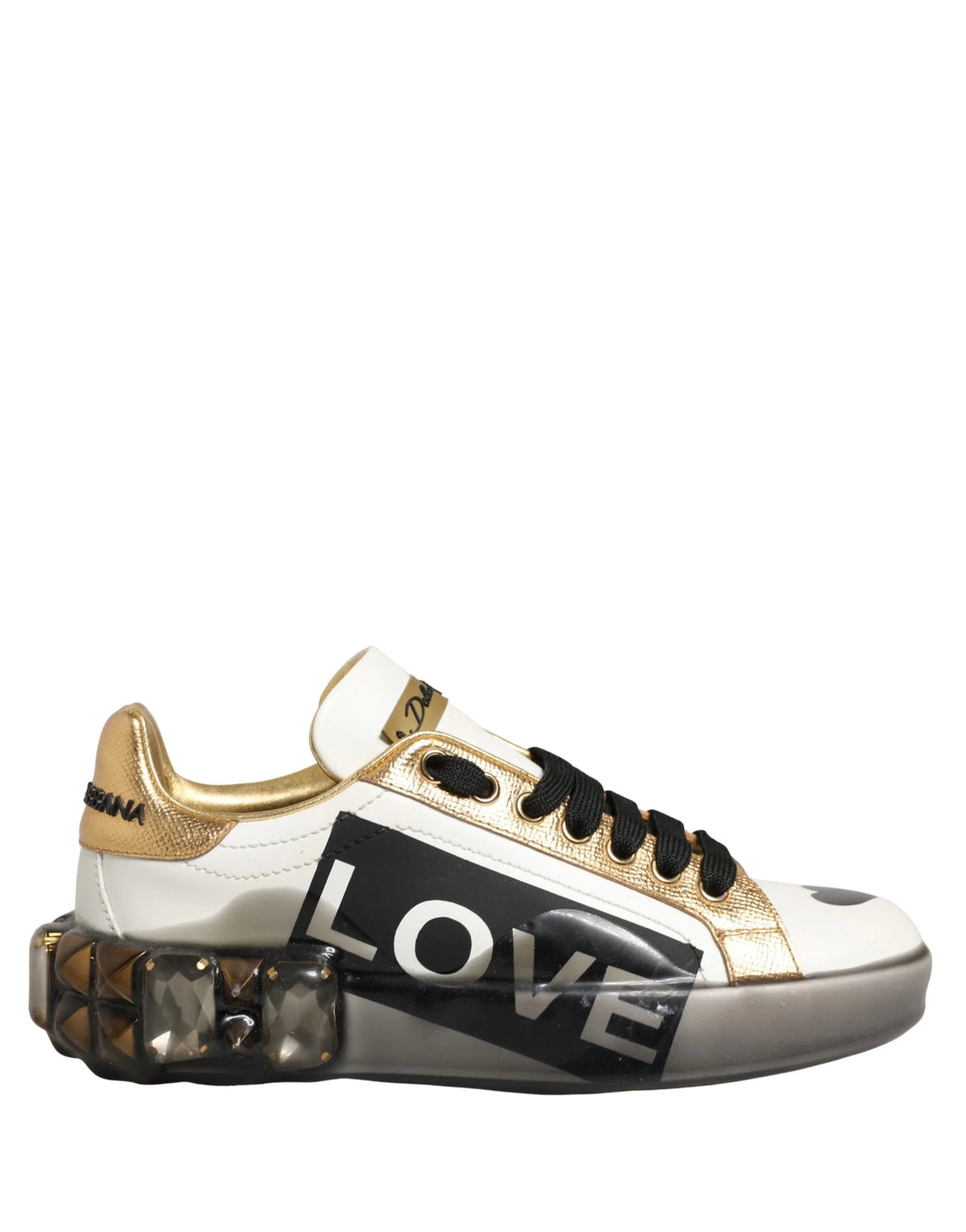 Dolce & Gabbana Multicolor Crystal StuddedLOVE Sneakers Shoes - EU35/US4.5