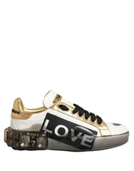 Dolce & Gabbana Multicolor Crystal StuddedLOVE Sneakers Shoes - EU35/US4.5
