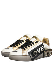 Dolce & Gabbana Multicolor Crystal StuddedLOVE Sneakers Shoes - EU35/US4.5