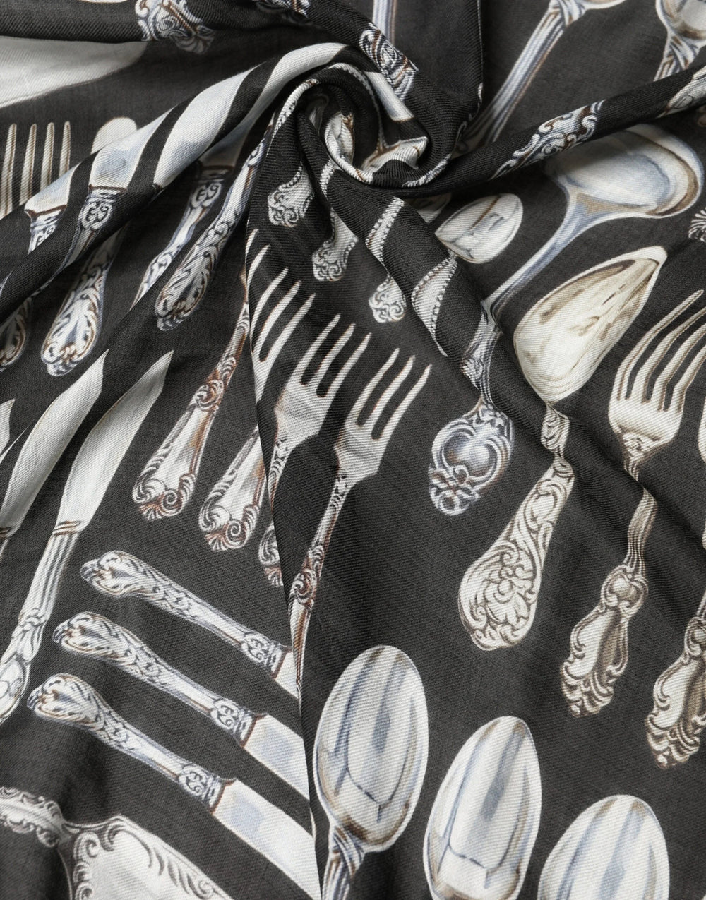 Dolce & Gabbana Multicolor Cutlery Floral Wrap Shawl 135cm x 132cm Scarf