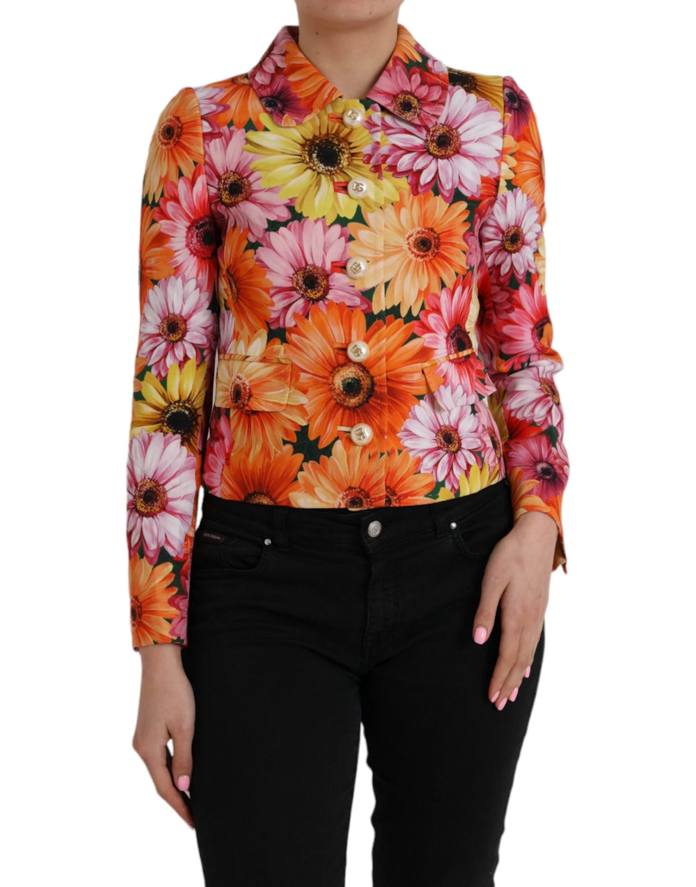Dolce & Gabbana Multicolor Daisy Print Floral Fantasy Jacket - IT36|XXS - Sport Jackets