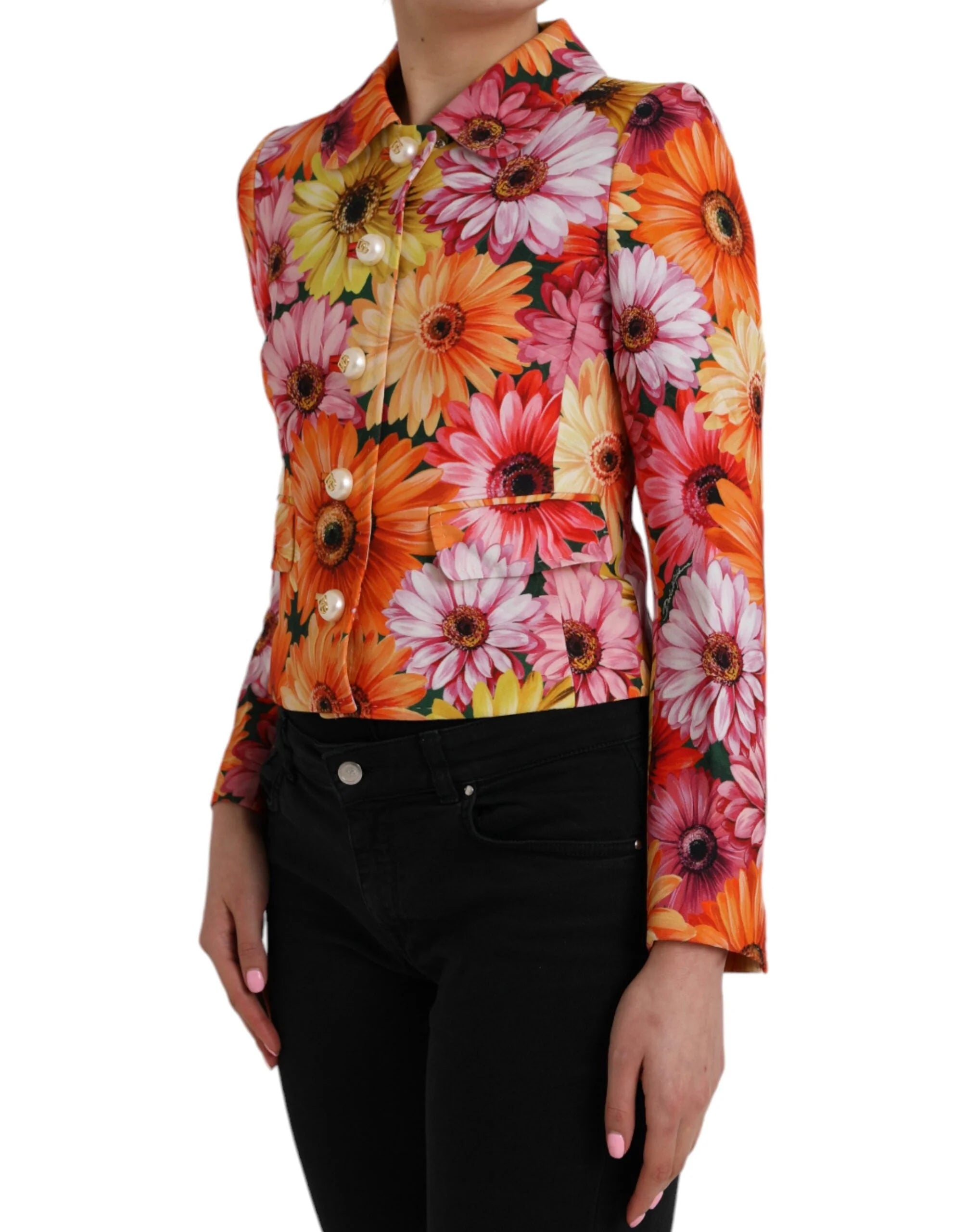 Dolce & Gabbana Multicolor Daisy Print Floral Fantasy Jacket - IT36|XXS - Sport Jackets