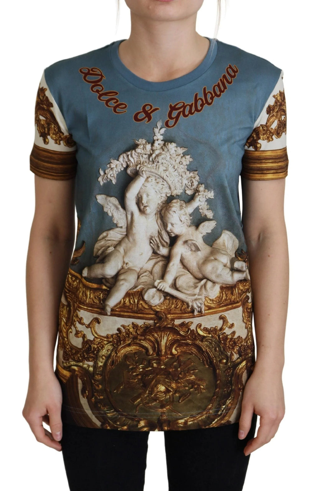 Dolce & Gabbana Multicolor DG Logo Angel Printed Shirt Top - IT36|XXS - T-Shirts