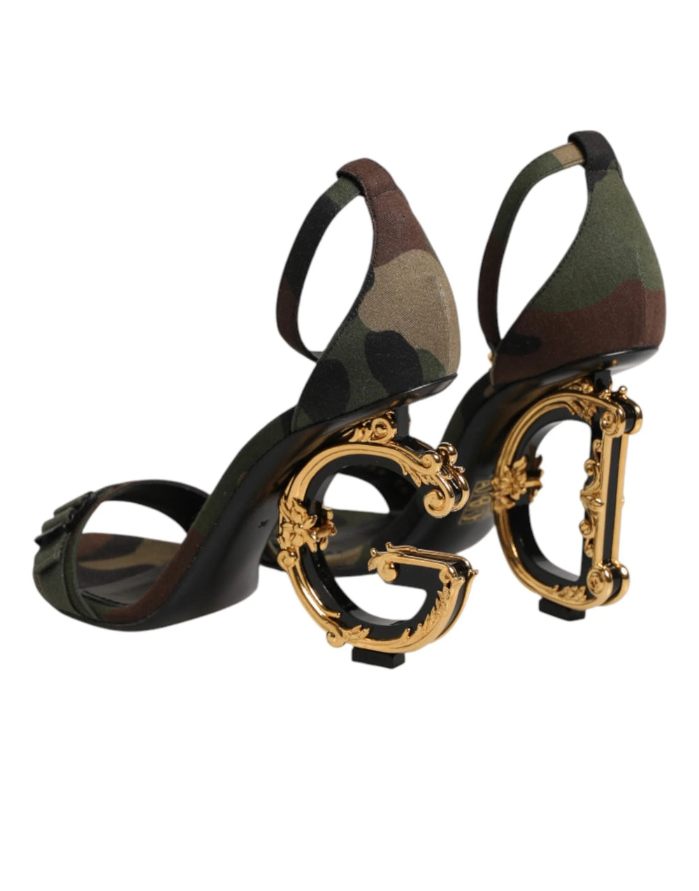 Dolce & Gabbana Multicolor DG Logo Heels Camouflage Sandals Shoes - EU36/US5.5