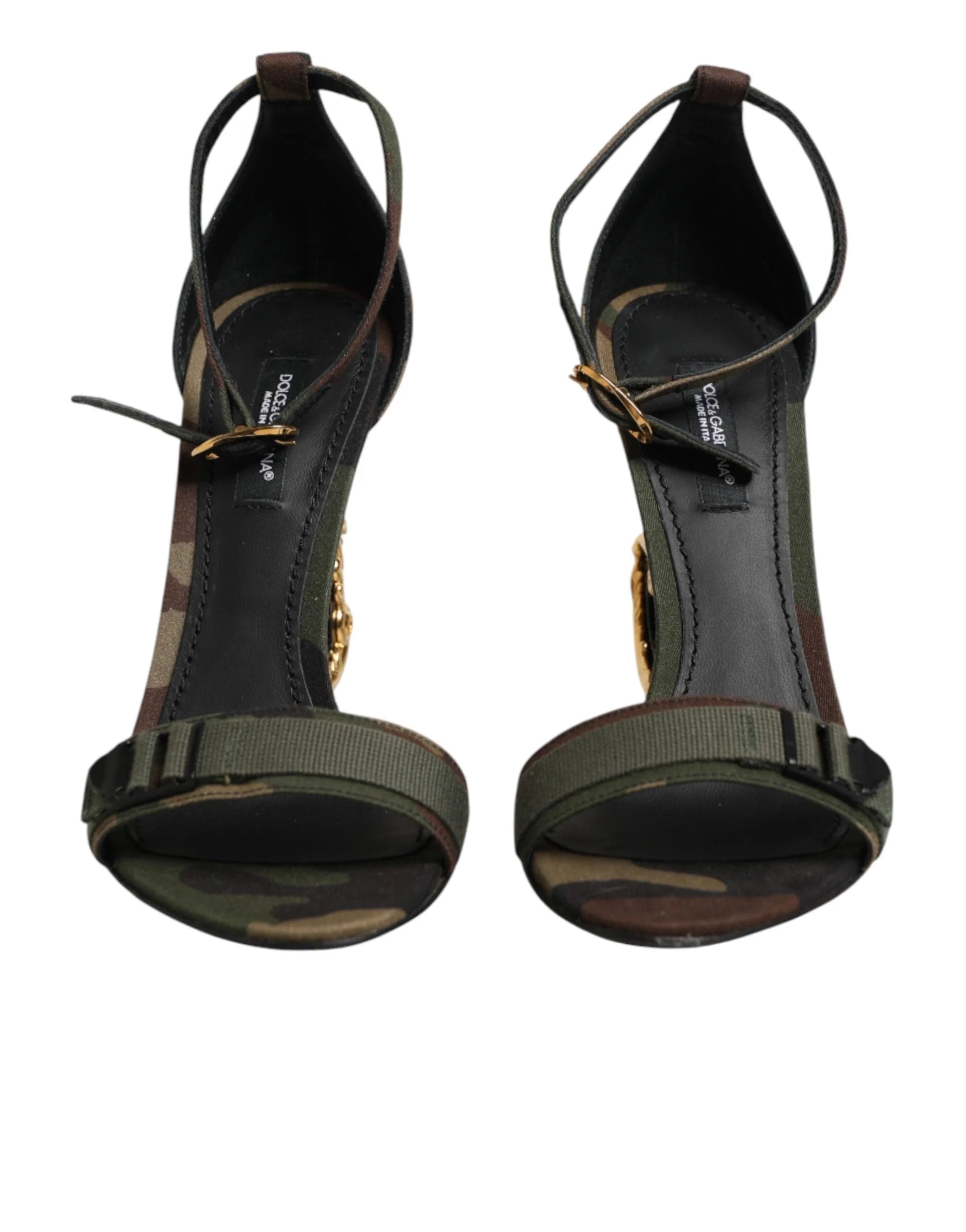 Dolce & Gabbana Multicolor DG Logo Heels Camouflage Sandals Shoes - EU36/US5.5