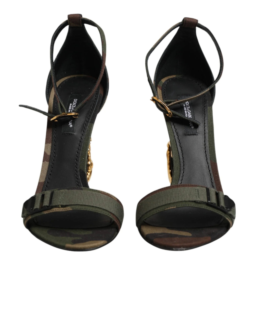Dolce & Gabbana Multicolor DG Logo Heels Camouflage Sandals Shoes - EU36/US5.5
