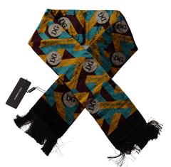 Dolce & Gabbana Multicolor DG Logo Print Shawl Wrap Fringe Scarf - Scarves & Shawls