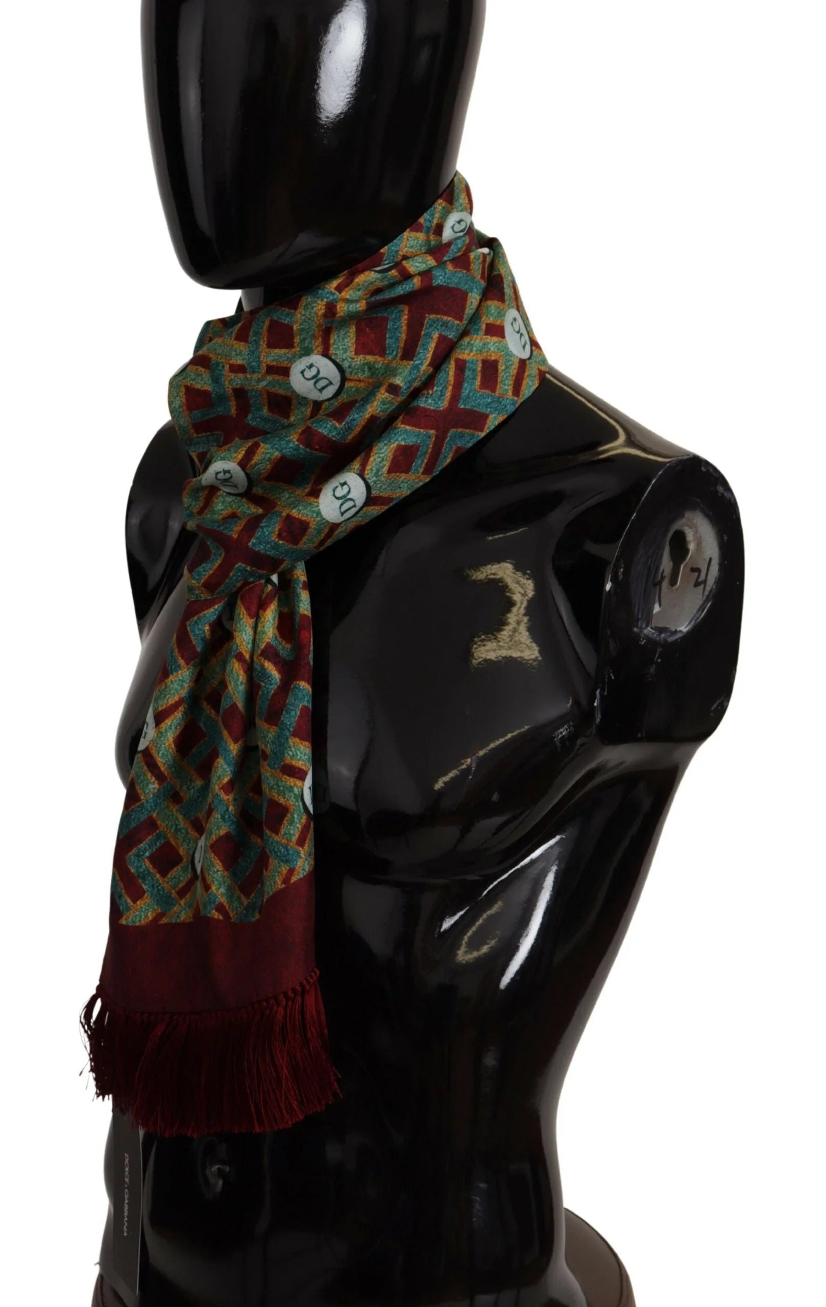Dolce & Gabbana Multicolor DG Logo Shawl Warm Neck Wrap Fringe Scarf - Scarves & Shawls