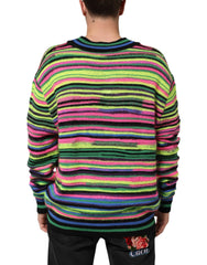 Dolce & Gabbana Multicolor DG Logo V-Neck Knit Pullover Sweater - M - Sweaters