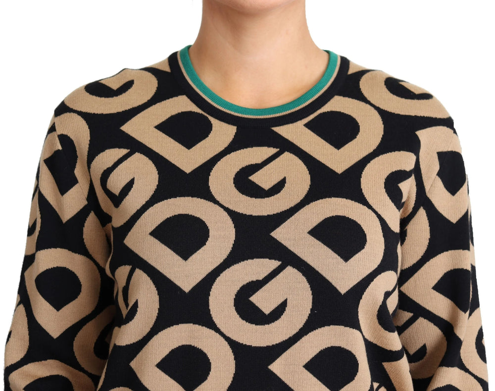 Dolce & Gabbana Multicolor DG Mania Wool Crewneck Pullover Sweater - IT40|S - Sweaters