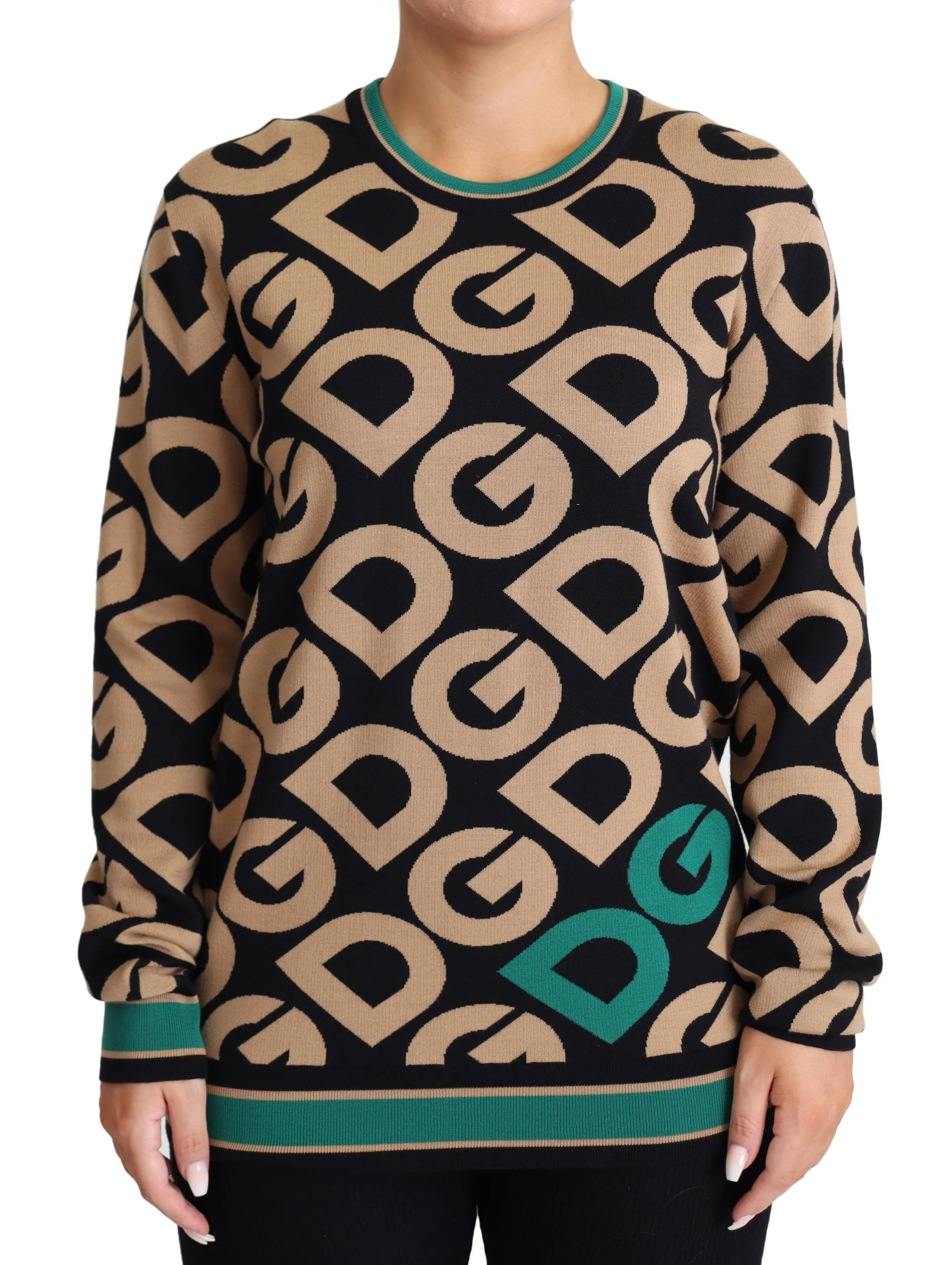 Dolce & Gabbana Multicolor DG Mania Wool Crewneck Pullover Sweater - IT40|S - Sweaters