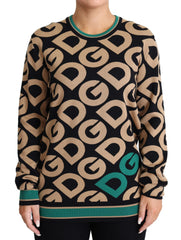 Dolce & Gabbana Multicolor DG Mania Wool Crewneck Pullover Sweater - IT40|S - Sweaters