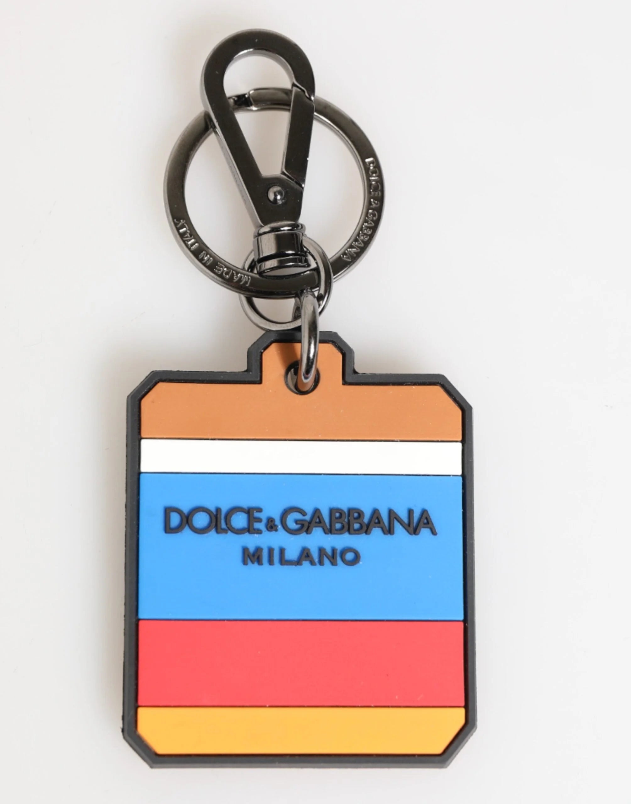 Dolce & Gabbana Multicolor DG Rubber Logo Silver Men’s Keychain Keyring - Keychains