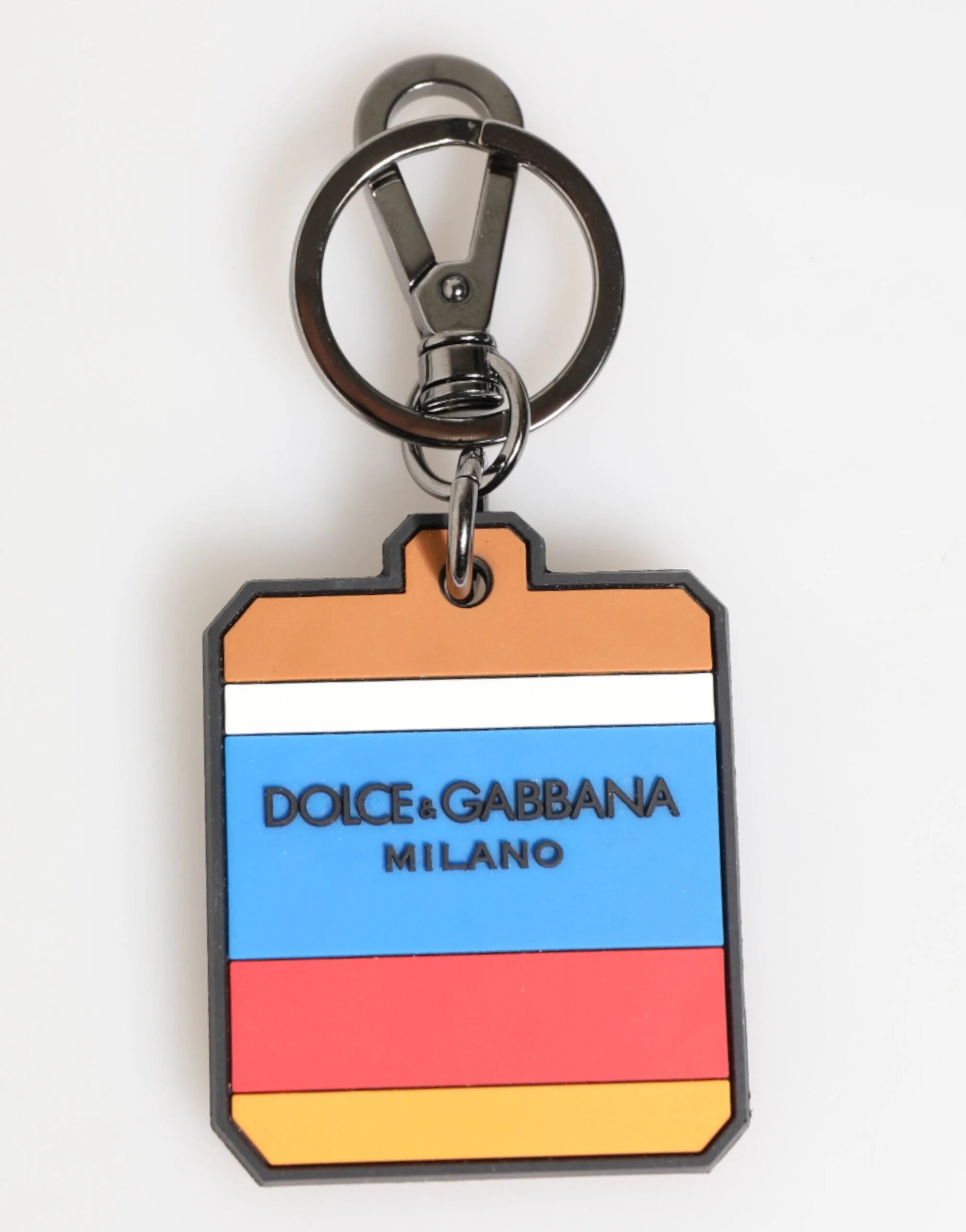 Dolce & Gabbana Multicolor DG Rubber Logo Silver Men’s Keychain Keyring - Keychains