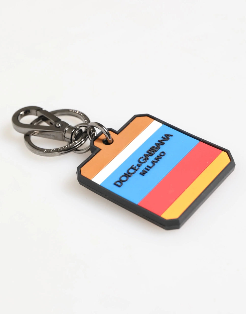 Dolce & Gabbana Multicolor DG Rubber Logo Silver Men’s Keychain Keyring - Keychains