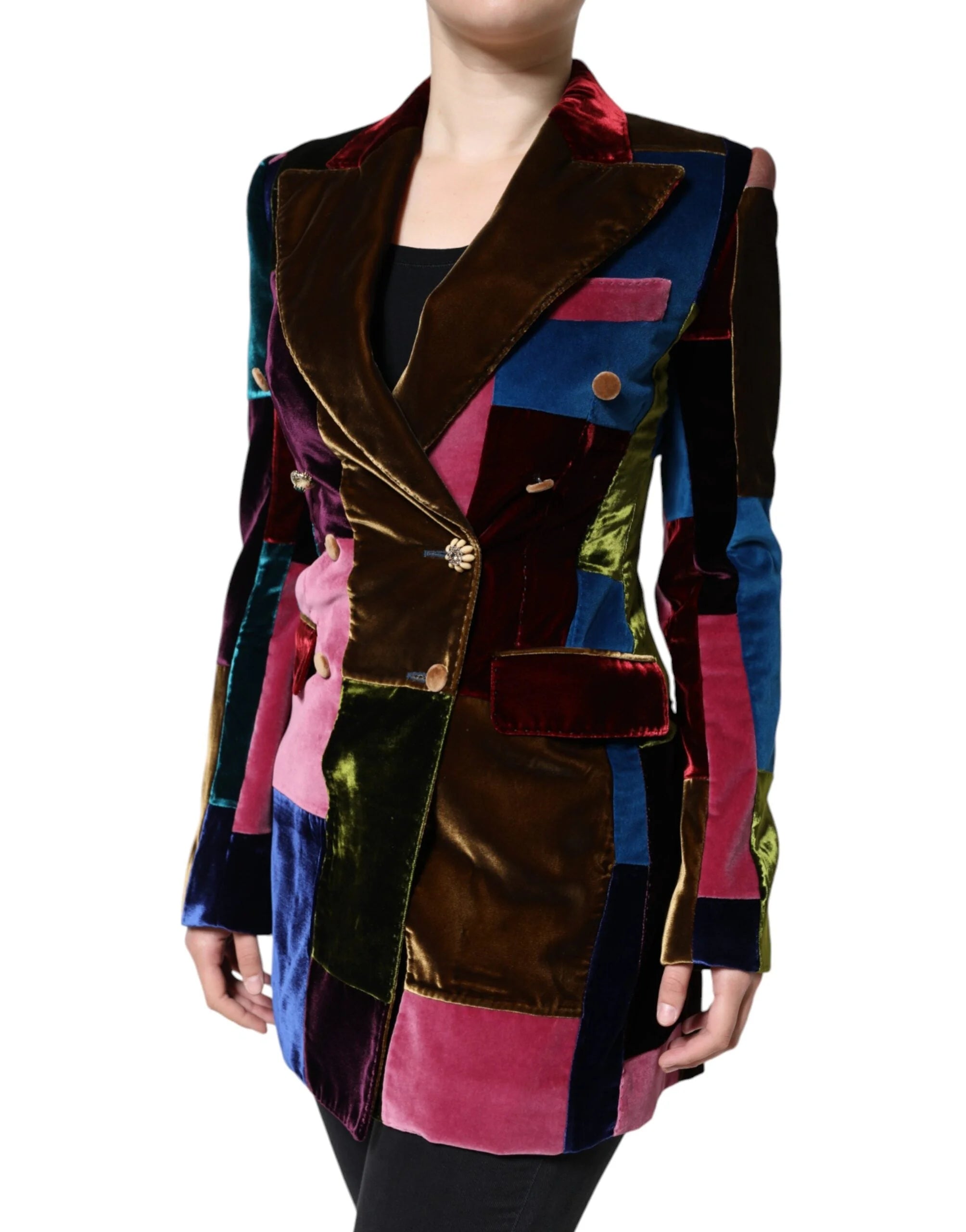 Dolce & Gabbana Multicolor Double Breasted Patchwork Blazer Jacket - IT40|S - Sport Jackets