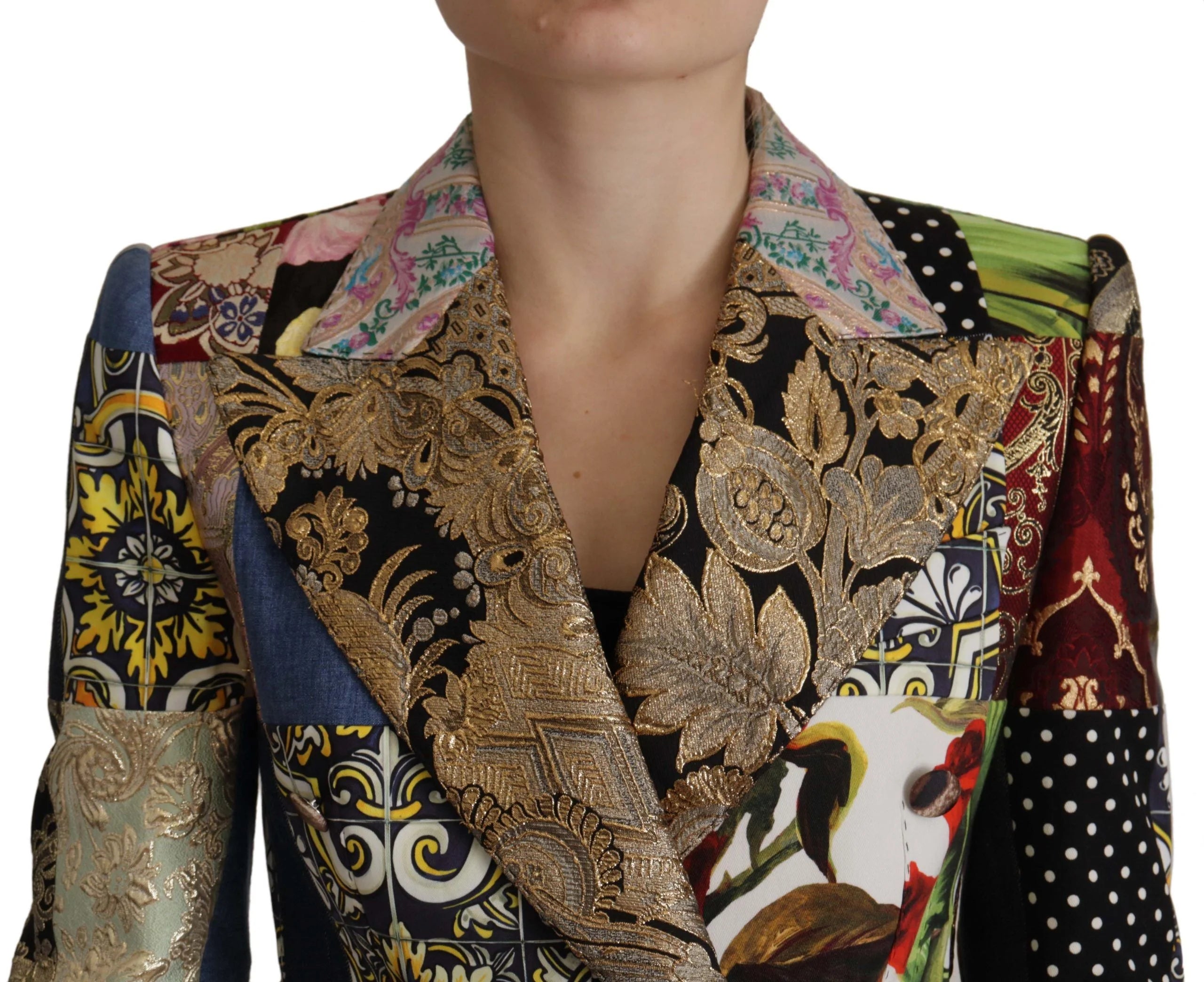 Dolce & Gabbana Multicolor Double-Breasted Patchwork Jacquard Blazer Jacket - Sport Jackets