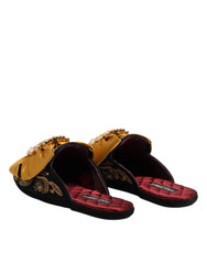 Dolce & Gabbana Multicolor Embellished Flat Sandals Shoes - EU44/US13.5