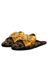 Dolce & Gabbana Multicolor Embellished Flat Sandals Shoes - EU44/US13.5