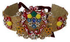 Dolce & Gabbana multicolor Embellished Floral Crystal Wide Waist Belt - IT42|M - Belts