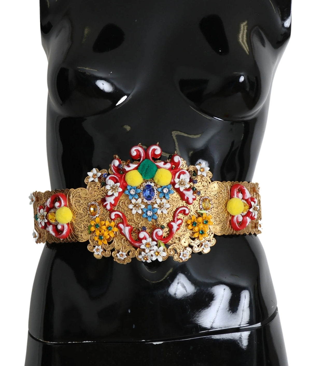 Dolce & Gabbana multicolor Embellished Floral Crystal Wide Waist Belt - IT42|M - Belts