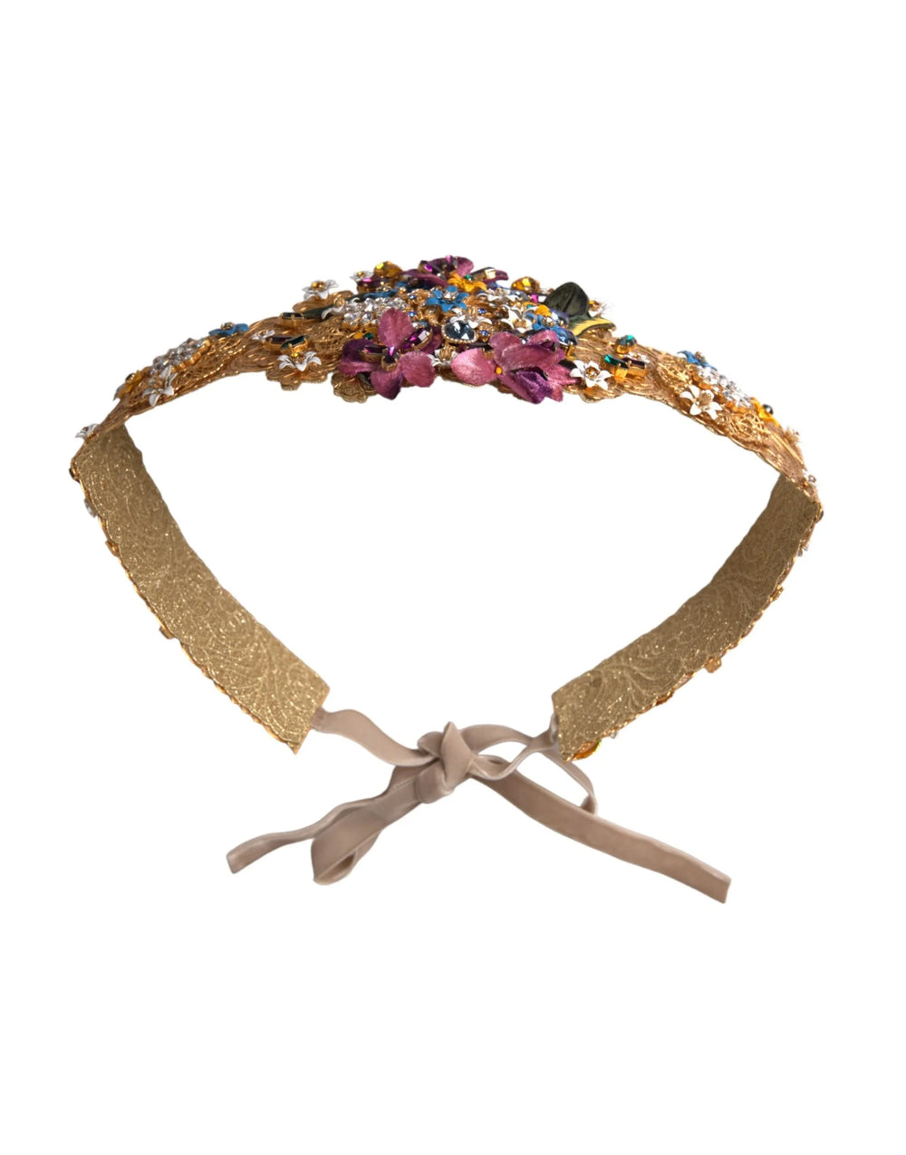 Dolce & Gabbana Multicolor Embellished Floral Crystal Wide Waist Belt - IT42|M - Belts