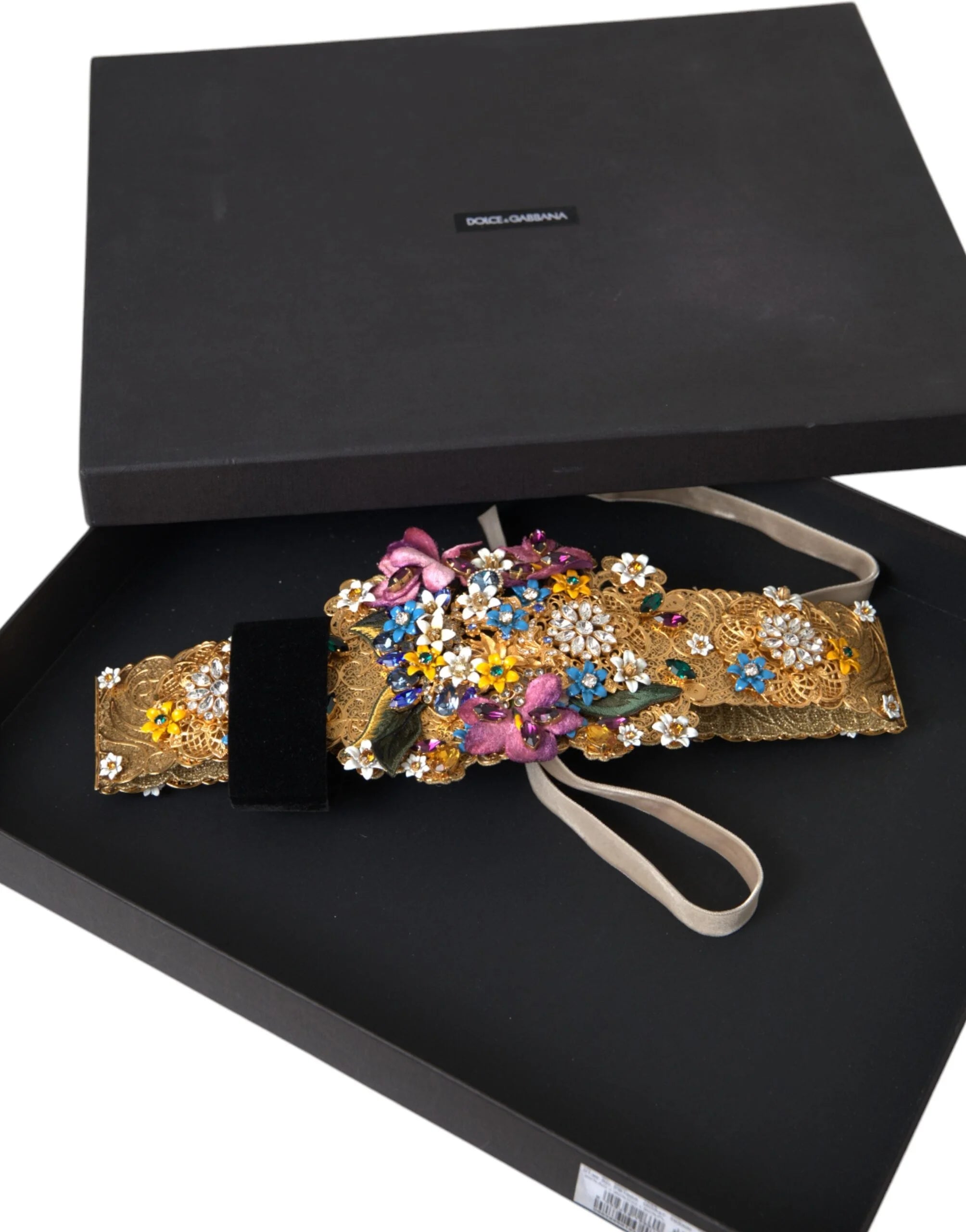 Dolce & Gabbana Multicolor Embellished Floral Crystal Wide Waist Belt - IT42|M - Belts