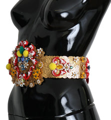 Dolce & Gabbana multicolor Embellished Floral Crystal Wide Waist Belt - IT42|M - Belts