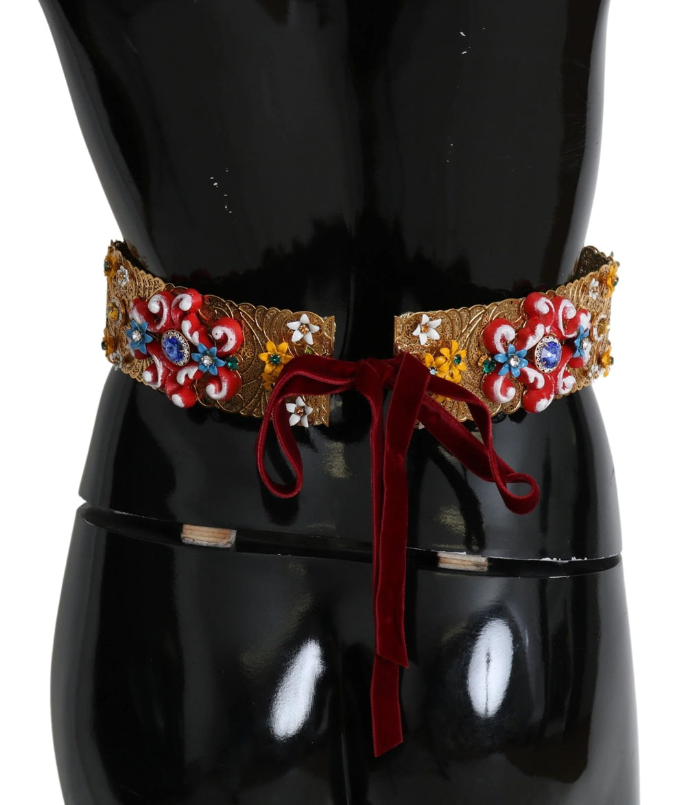 Dolce & Gabbana multicolor Embellished Floral Crystal Wide Waist Belt - IT42|M - Belts