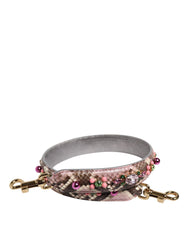 Dolce & Gabbana többszínű kígyóbőr vállpánt virágos kristályokkal és arany színű garnélahorgonyokkal.
