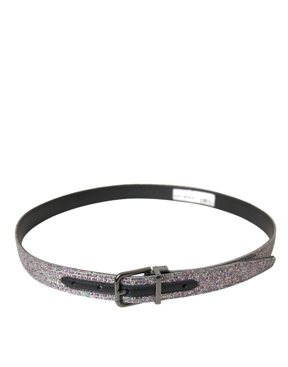 Dolce & Gabbana Multicolor Embellished Silver Metal Buckle Belt - 90 cm / 36 Inches - Belts