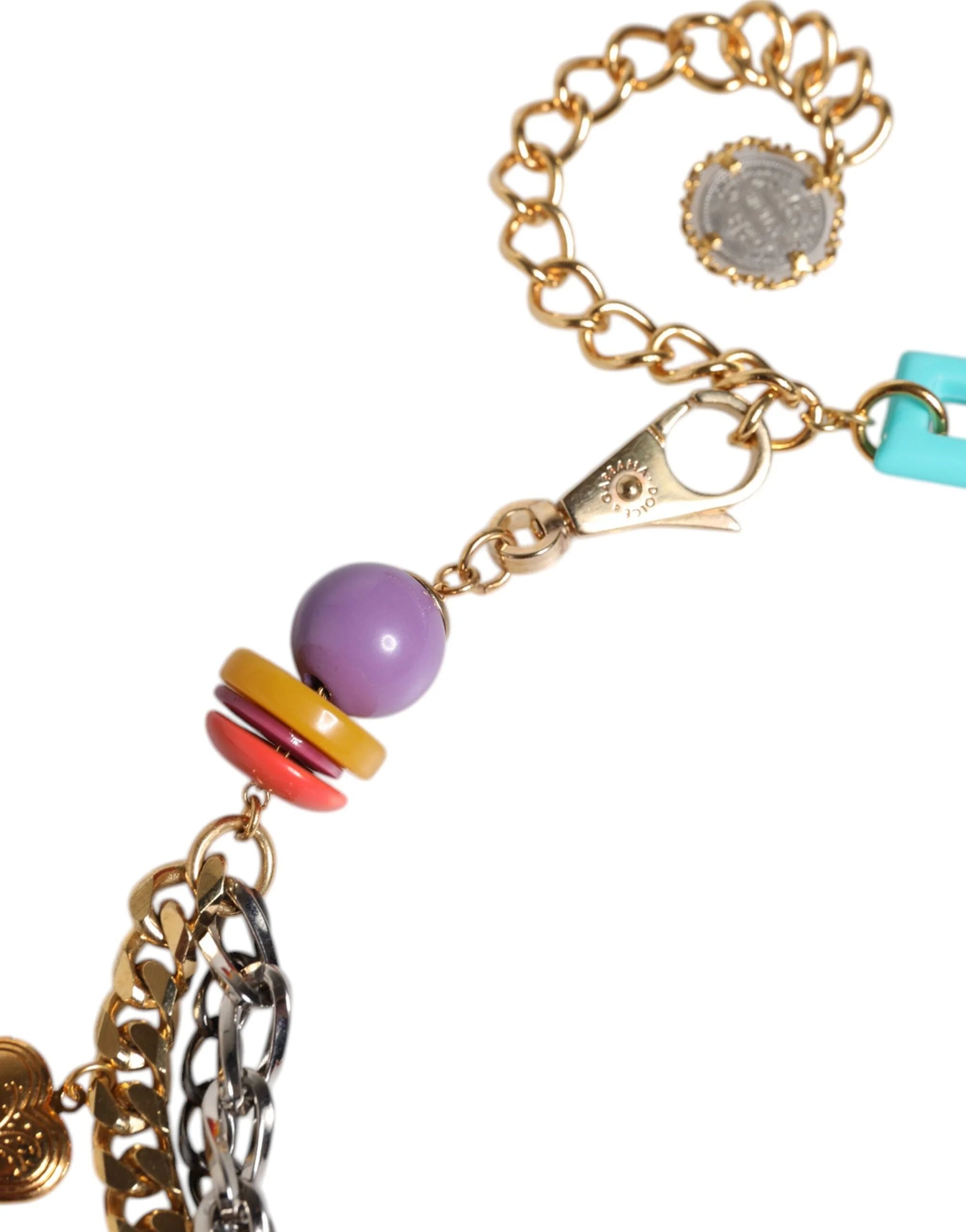 Dolce & Gabbana Multicolor Embellished Waist Chain Belt - M - Belts