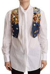 Dolce & Gabbana Multicolor Embellished Waist Coat Cotton Top - IT38|XS - Tank Tops
