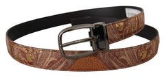 Dolce & Gabbana Multicolor Embossed Leather Black Metal Buckle Belt - 85 cm / 34 Inches - Belts