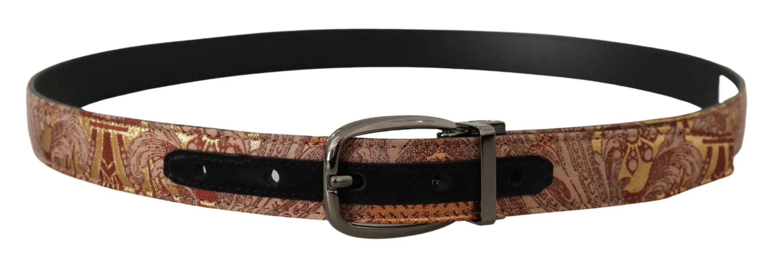 Dolce & Gabbana Multicolor Embossed Leather Black Metal Buckle Belt - 85 cm / 34 Inches - Belts