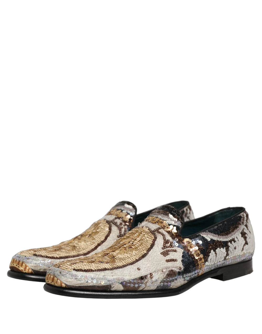 Loafers Dolce & Gabbana, wielokolorowy haft i cekiny, rozmiar EU43/US10