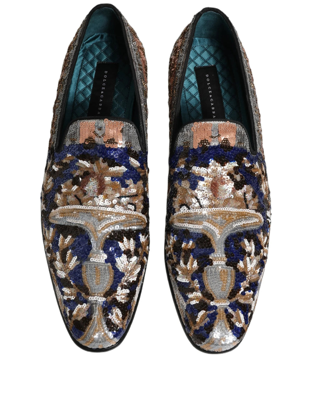 Dolce & Gabbana Multicolor Embroidered Sequin Loafers Shoes - EU43/US10