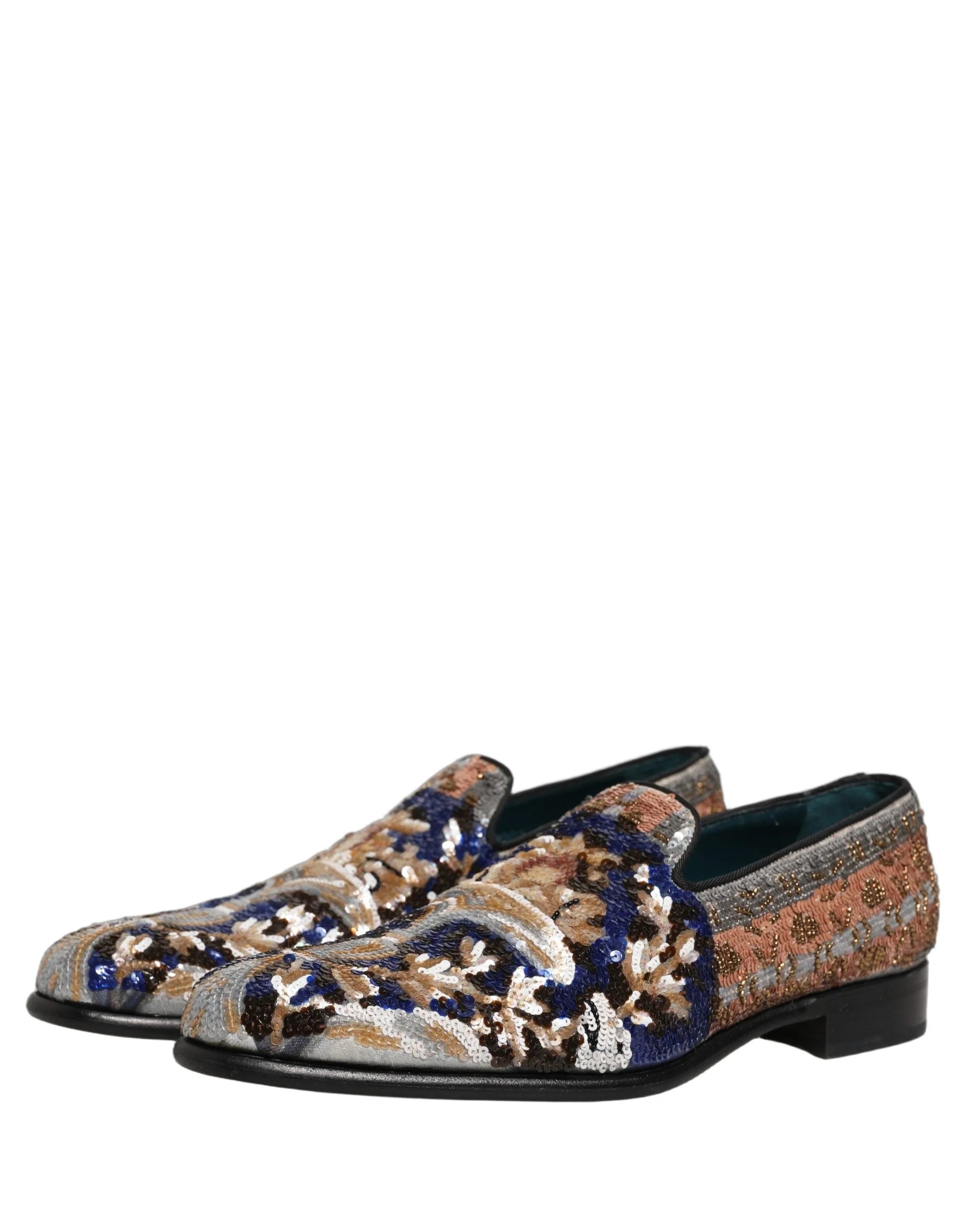 Dolce & Gabbana Multicolor Embroidered Sequin Loafers Shoes - EU43/US10