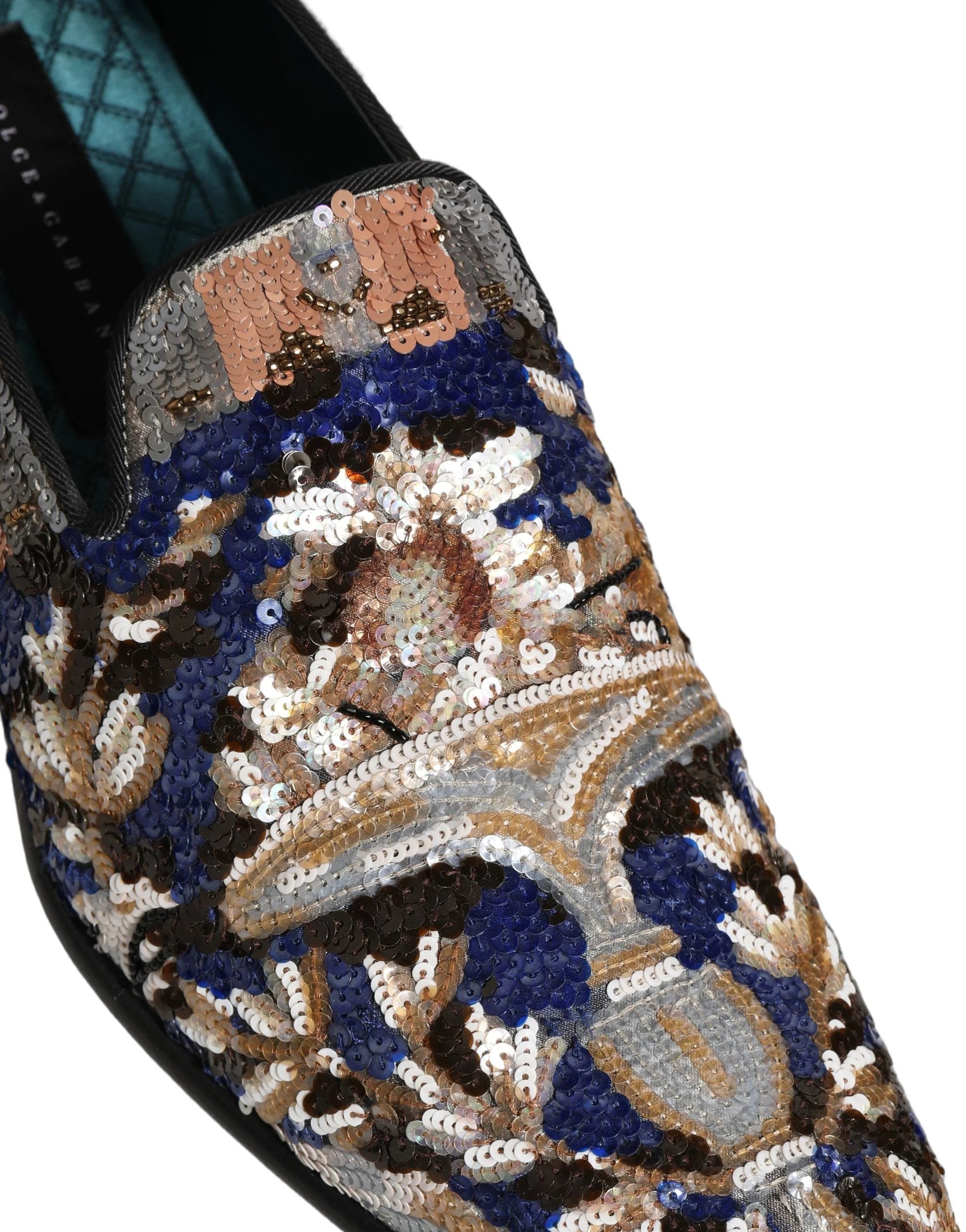 Dolce & Gabbana Multicolor Embroidered Sequin Loafers Shoes - EU43/US10