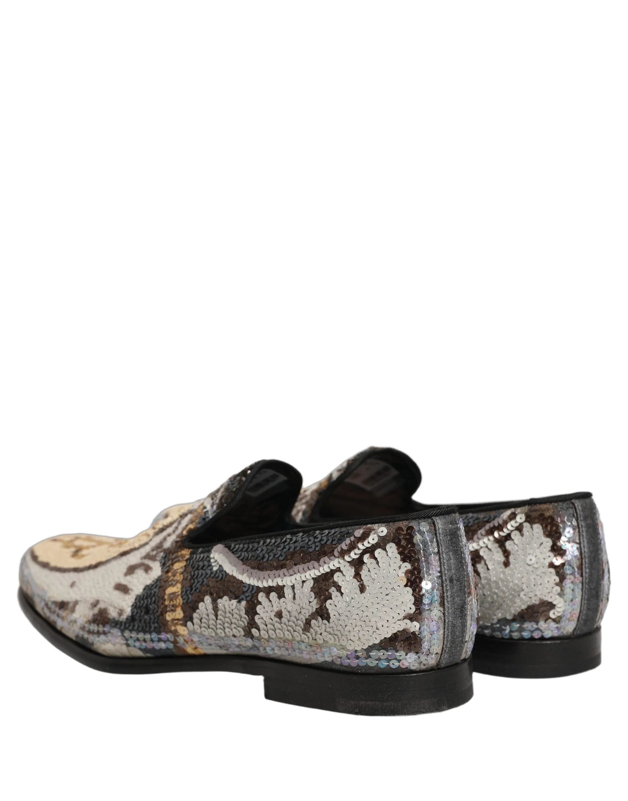Loafers Dolce & Gabbana, wielokolorowy haft i cekiny, rozmiar EU43/US10