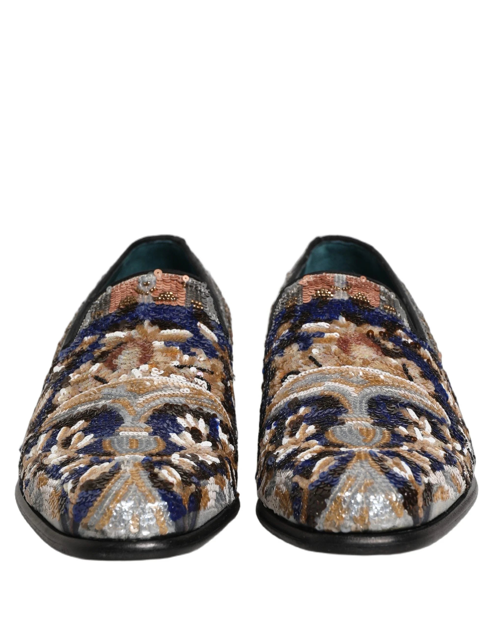 Dolce & Gabbana Multicolor Embroidered Sequin Loafers Shoes - EU43/US10