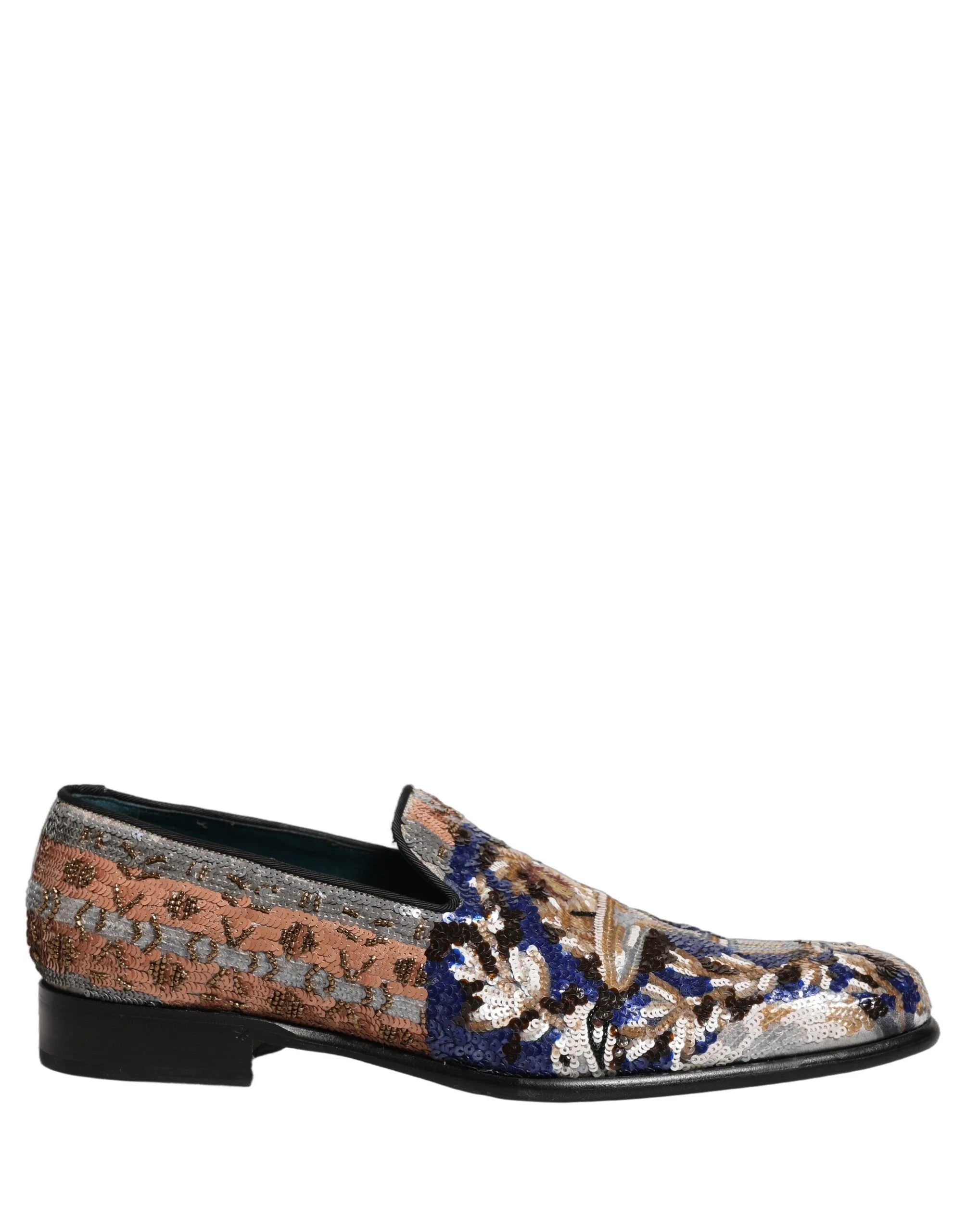 Dolce & Gabbana Multicolor Embroidered Sequin Loafers Shoes - EU43/US10