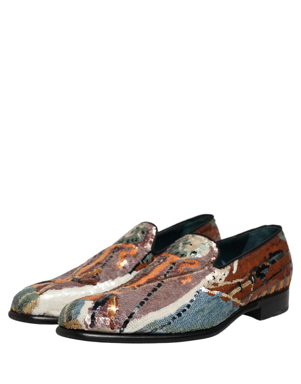 Dolce & Gabbana Multicolor Embroidered Sequin Loafers Shoes - EU43/US10