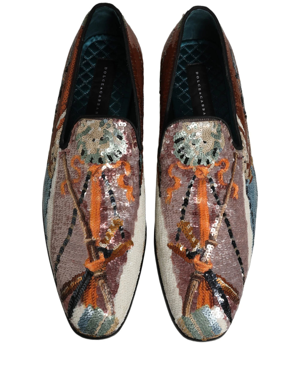 Dolce & Gabbana Mehrfarbige bestickte Pailletten-Loafer - EU43/US10