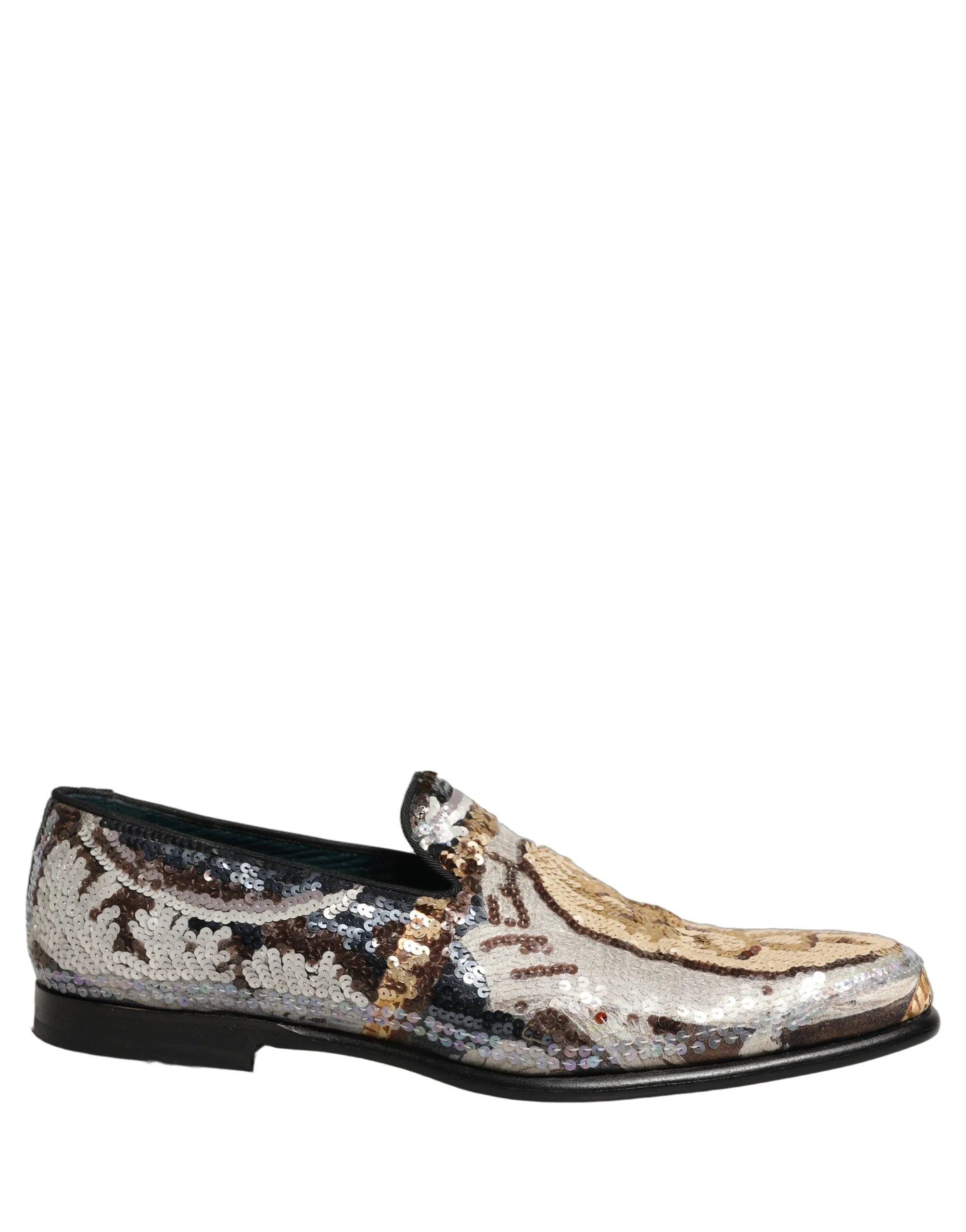 Loafers Dolce & Gabbana, wielokolorowy haft i cekiny, rozmiar EU43/US10