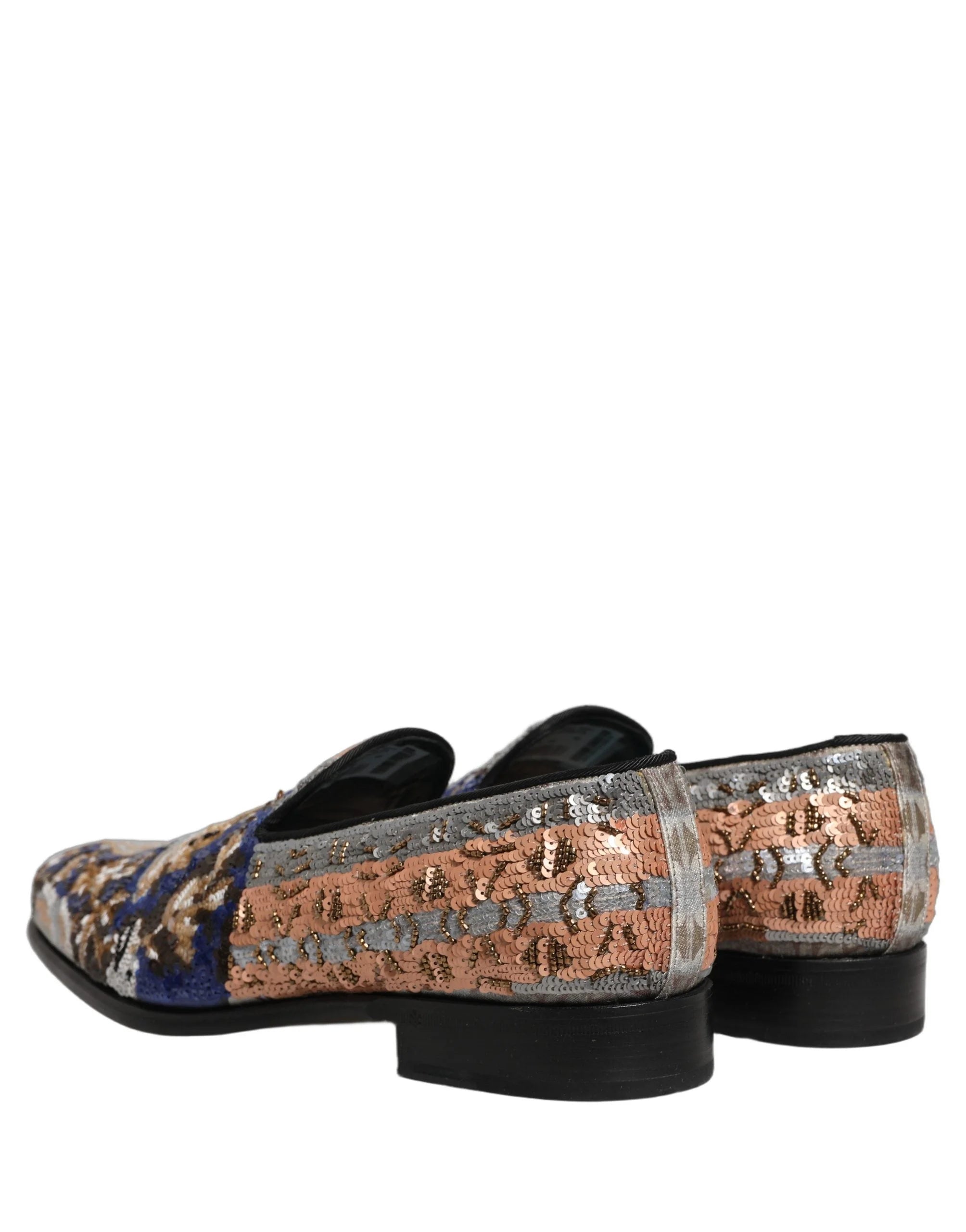 Dolce & Gabbana Multicolor Embroidered Sequin Loafers Shoes - EU43/US10
