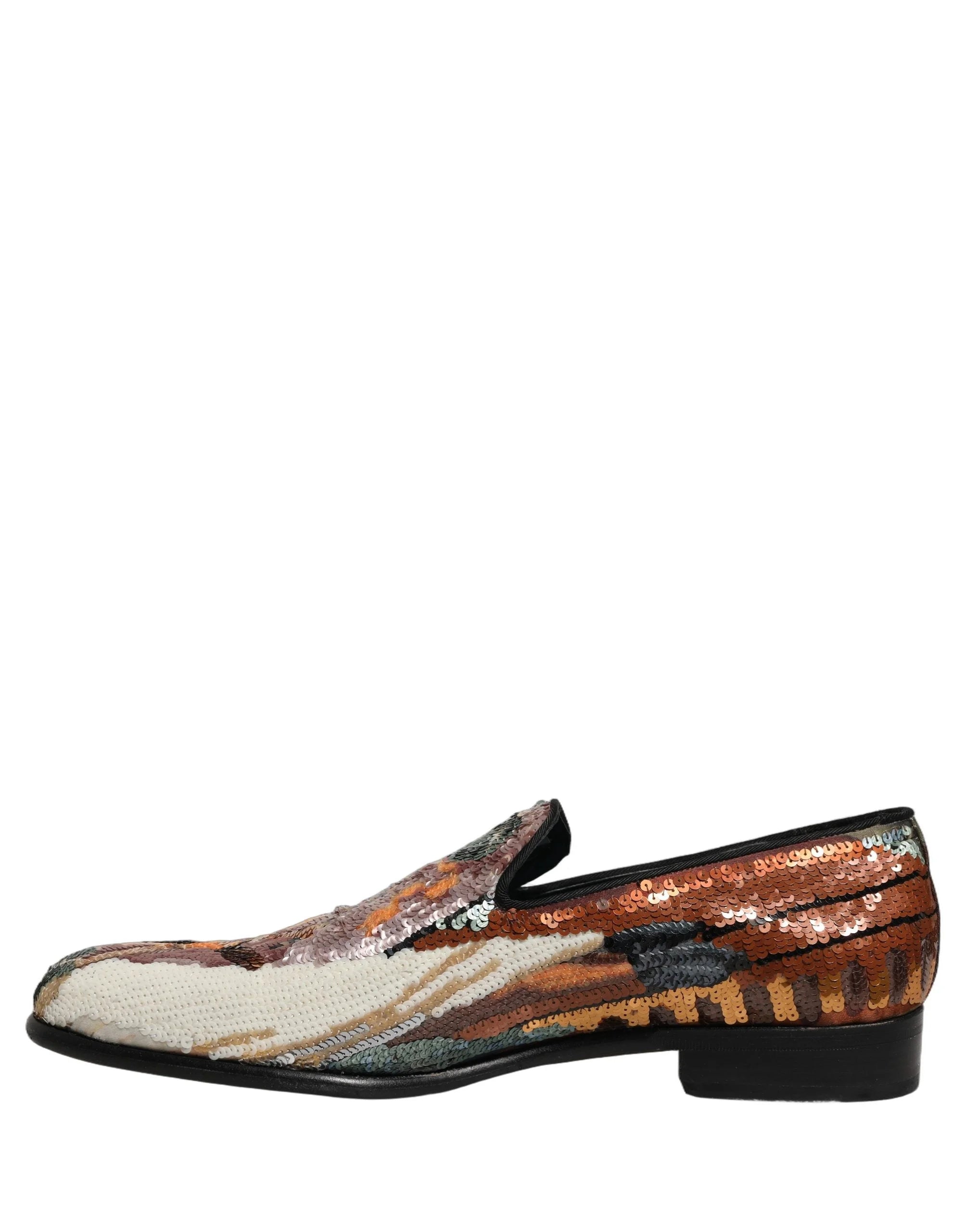 Dolce & Gabbana Multicolor Embroidered Sequin Loafers Shoes - EU43/US10